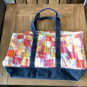 J. Crew Madras Plaid Tote Bag